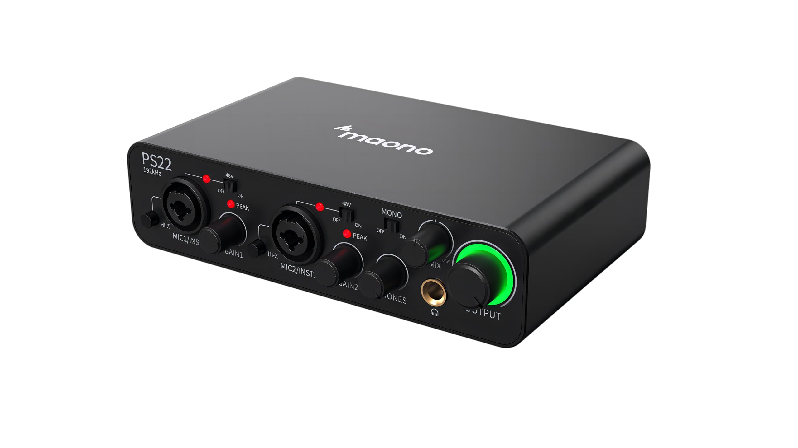 MAONO audio interface, USB Audio Mixer with 60 dB Preamp, 24bit/192kHz