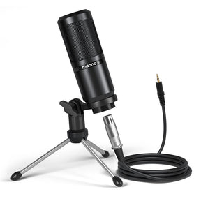 MAONO AU-PM360TR TRS Condenser Mic for PC and YouTube Recording, Podcast Microphone for Gaming, Studio, Vlogging, Black