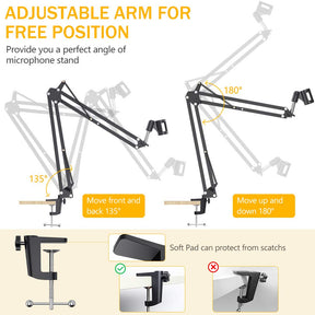 MAONO AU-B01 Microphone Suspension Boom Scissor Arm Stand