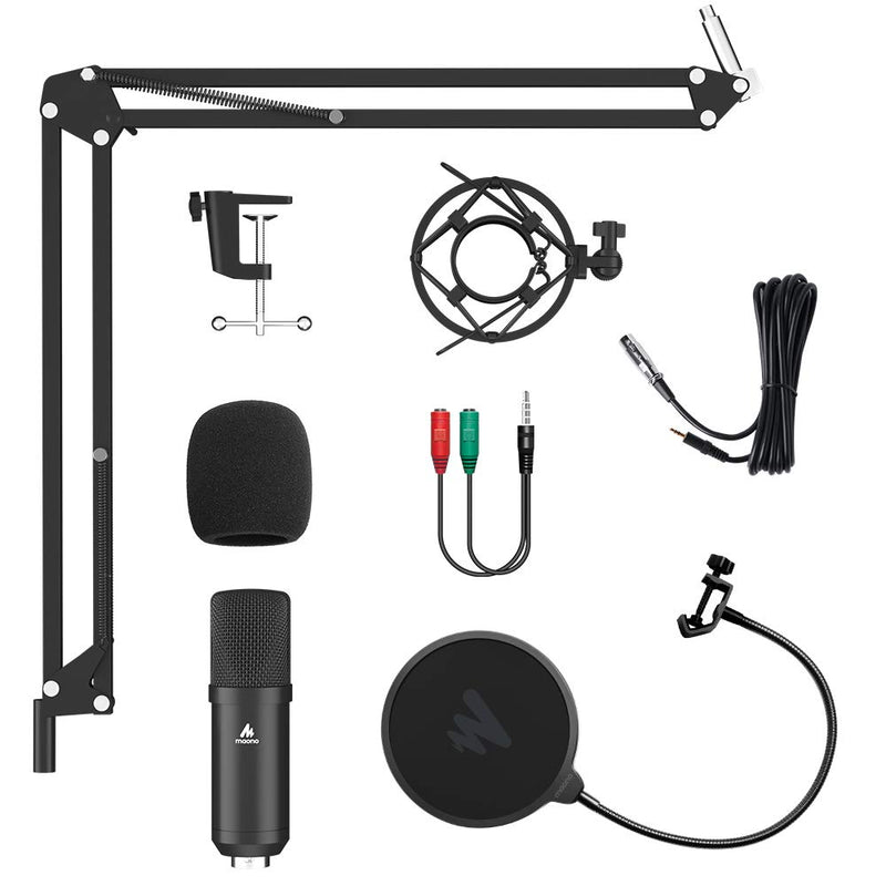 MAONO AUA03 Condenser Microphone Kit Podcast Mic with Boom Arm Microp
