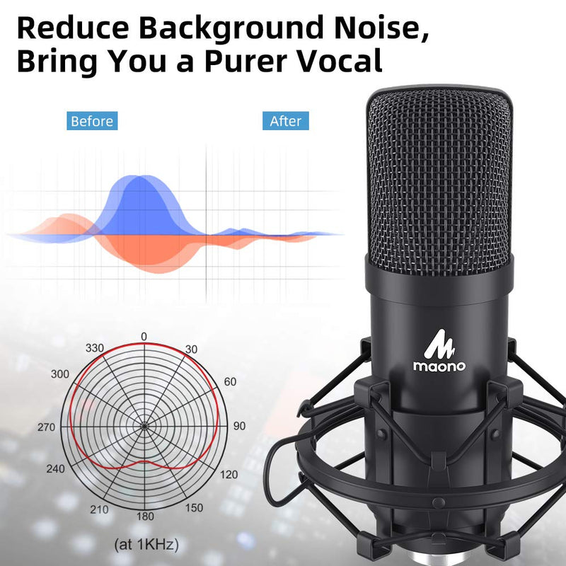 MAONO AUA03 Condenser Microphone Kit Podcast Mic with Boom Arm Microp