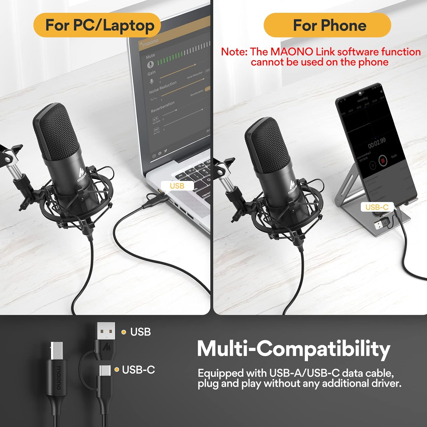 MAONO AU-A04E Professional Podcaster USB Microphone