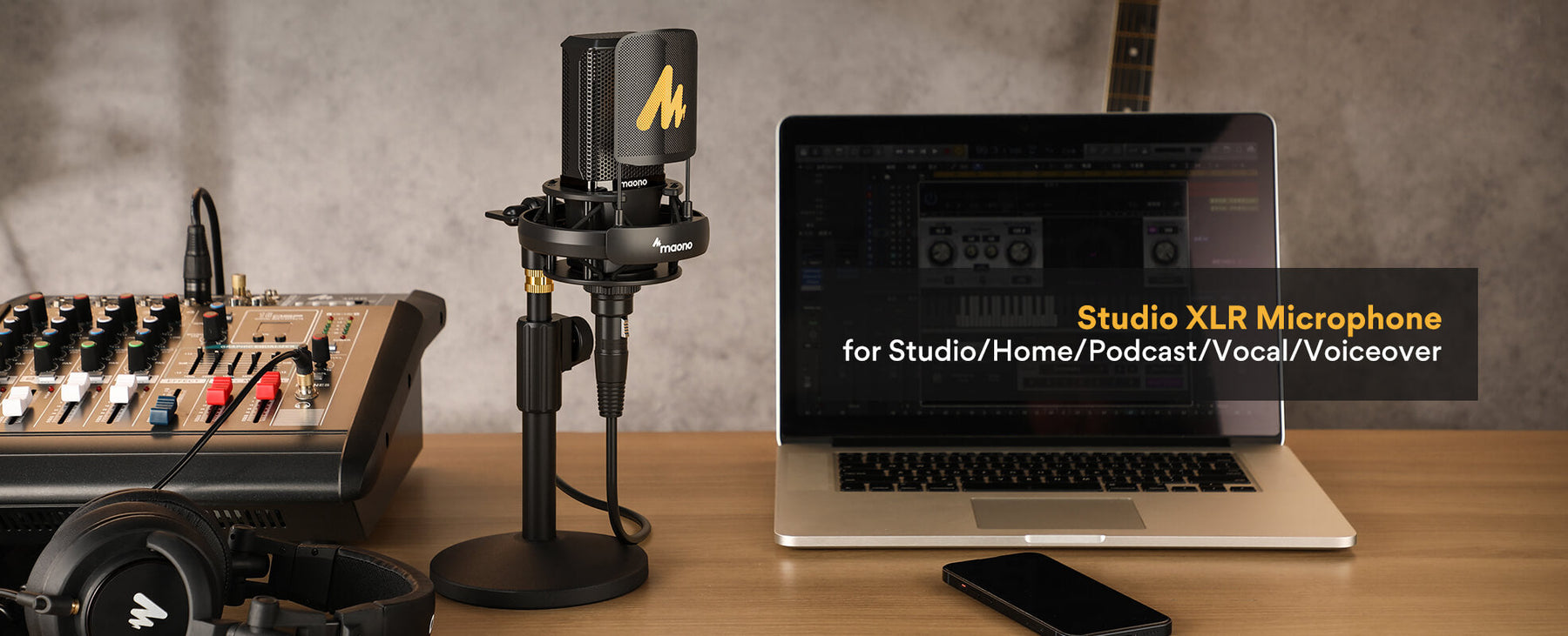 MAONO XLR Condenser Microphone with 34mm Large Diaphragm, Professional